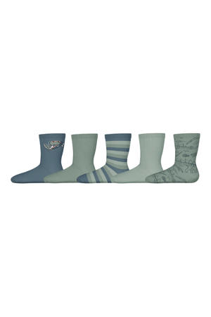 sokken - set van 5 grijs/blauw