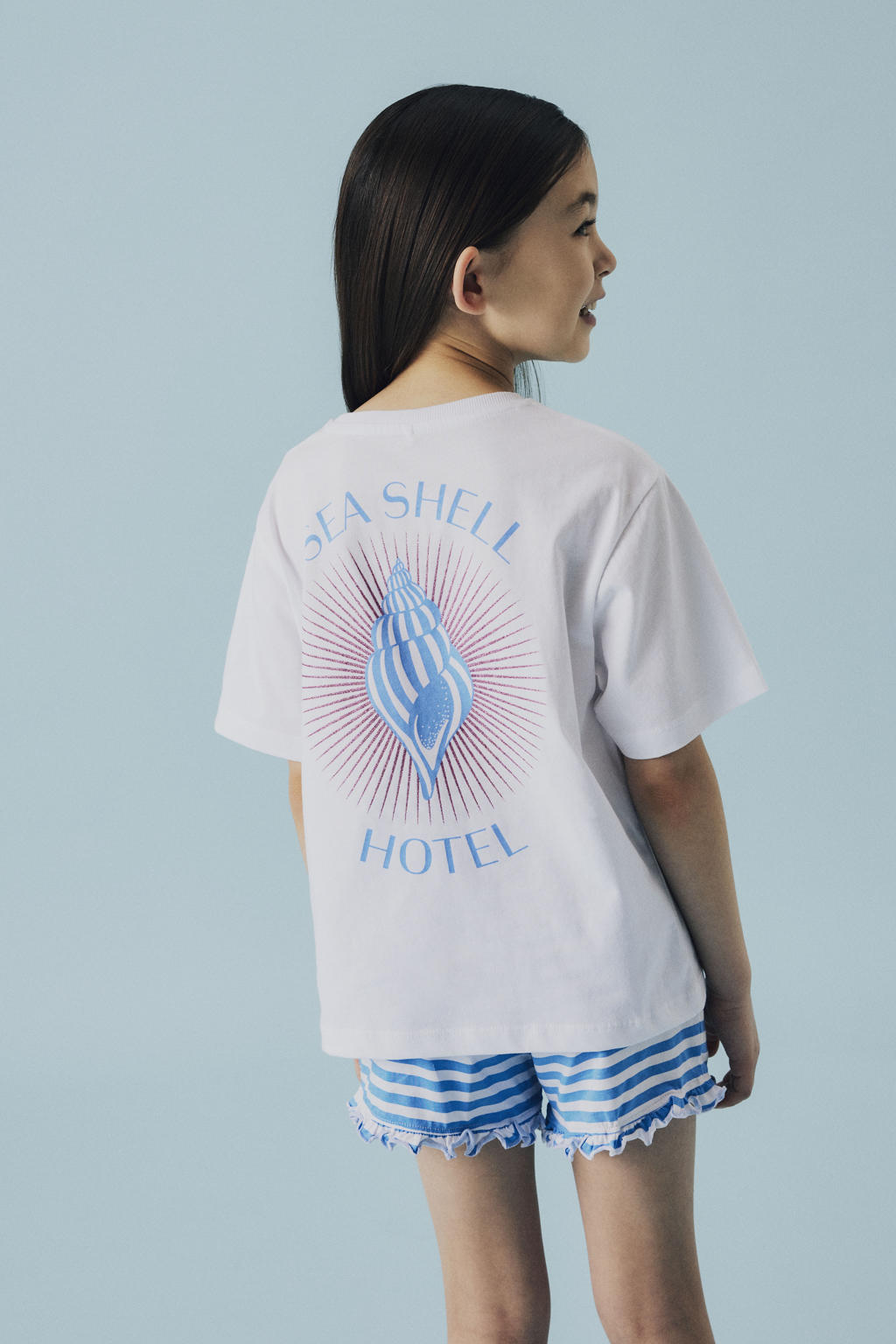 Witte meisjes NAME IT KIDS T-shirt van katoen met backprint, korte mouwen en ronde hals