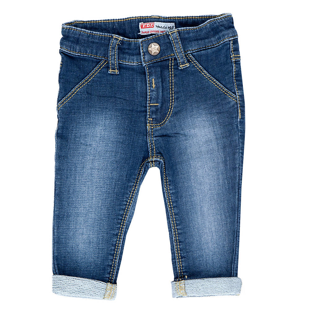 Blauwe jongens Feetje slim fit jog met regular waist en effen