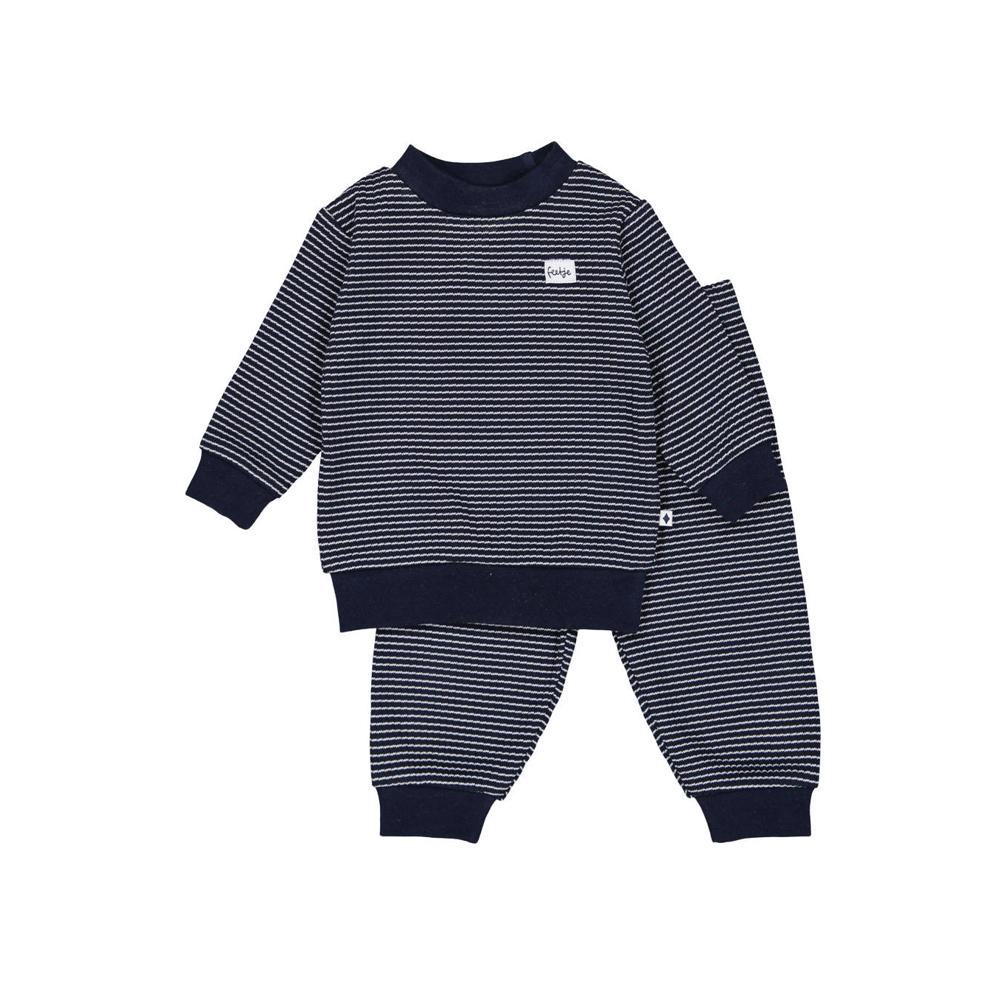 Feetje Wafel pyjama royal blue/wit