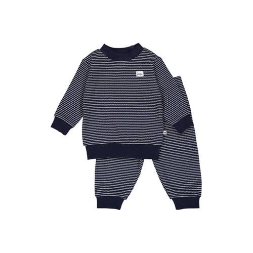 Feetje Wafel pyjama royal blue/wit Blauw Jongens/Meisjes Katoen Streep
