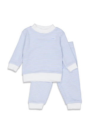 Wafel pyjama lichtblauw/wit