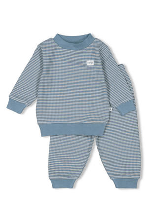 Wafel pyjama ijsblauw/wit