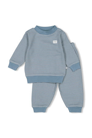   Wafel pyjama ijsblauw/wit