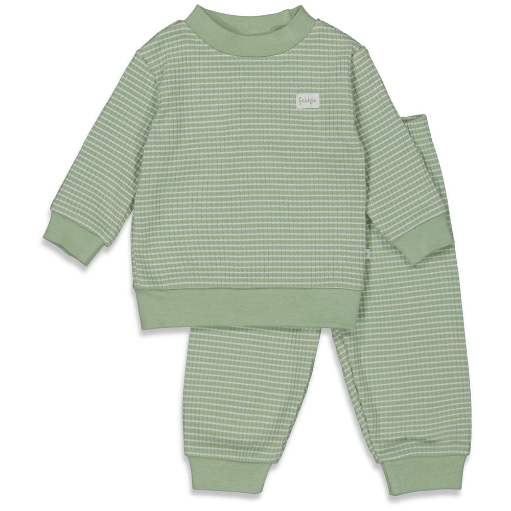 Feetje Wafel pyjama groen melange/wit