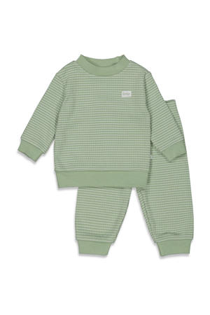 Wafel pyjama groen melange/wit
