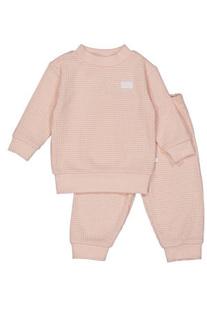 Wafel pyjama  oudroze/wit