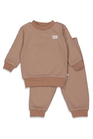 Wafel pyjama bruin/wit