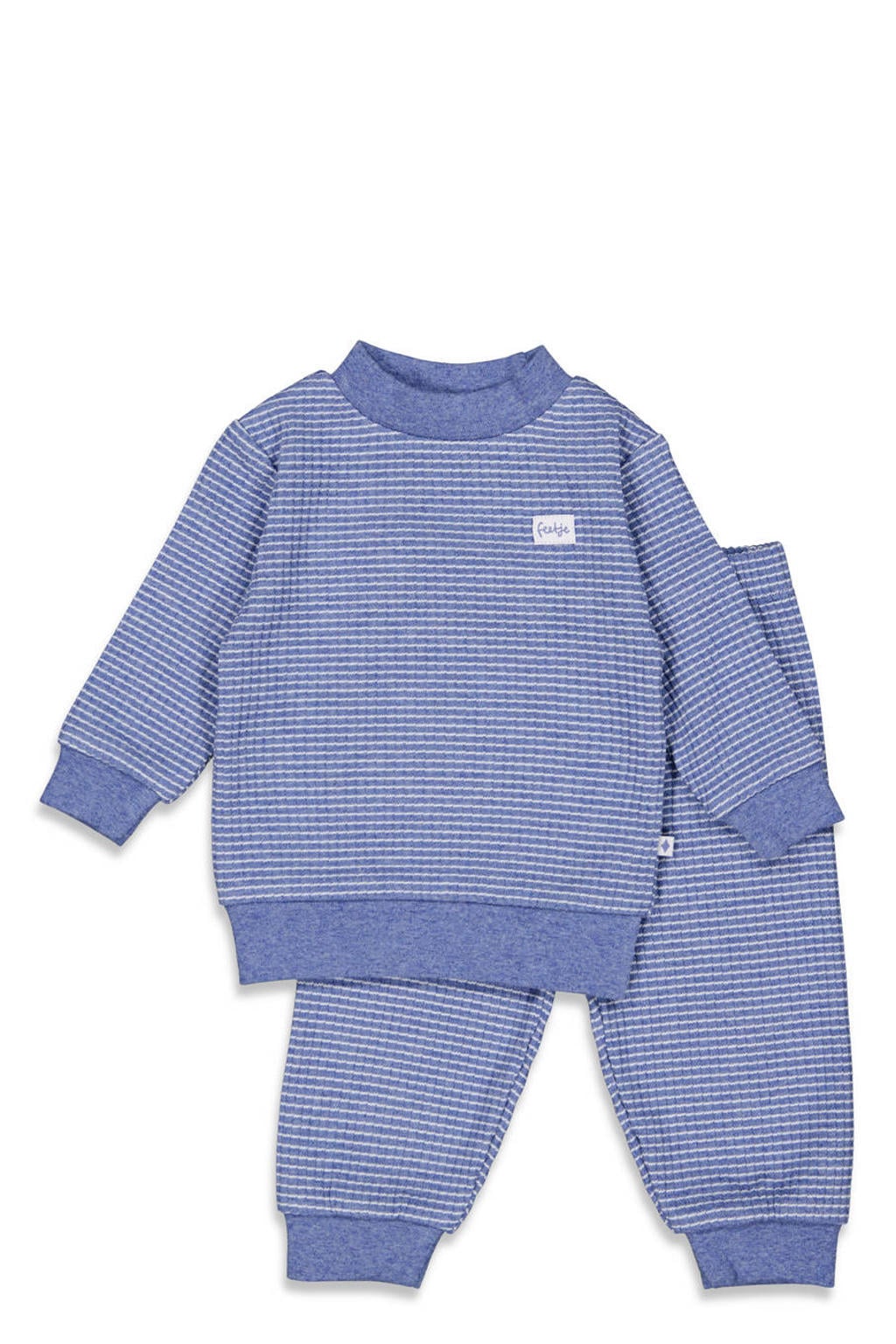 Feetje Wafel pyjama blue melange/wit