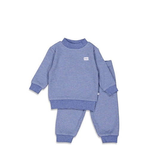Feetje Wafel pyjama blue melange/wit Blauw Jongens/Meisjes Katoen Ronde hals