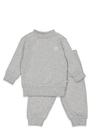 Wafel pyjama grijs melange