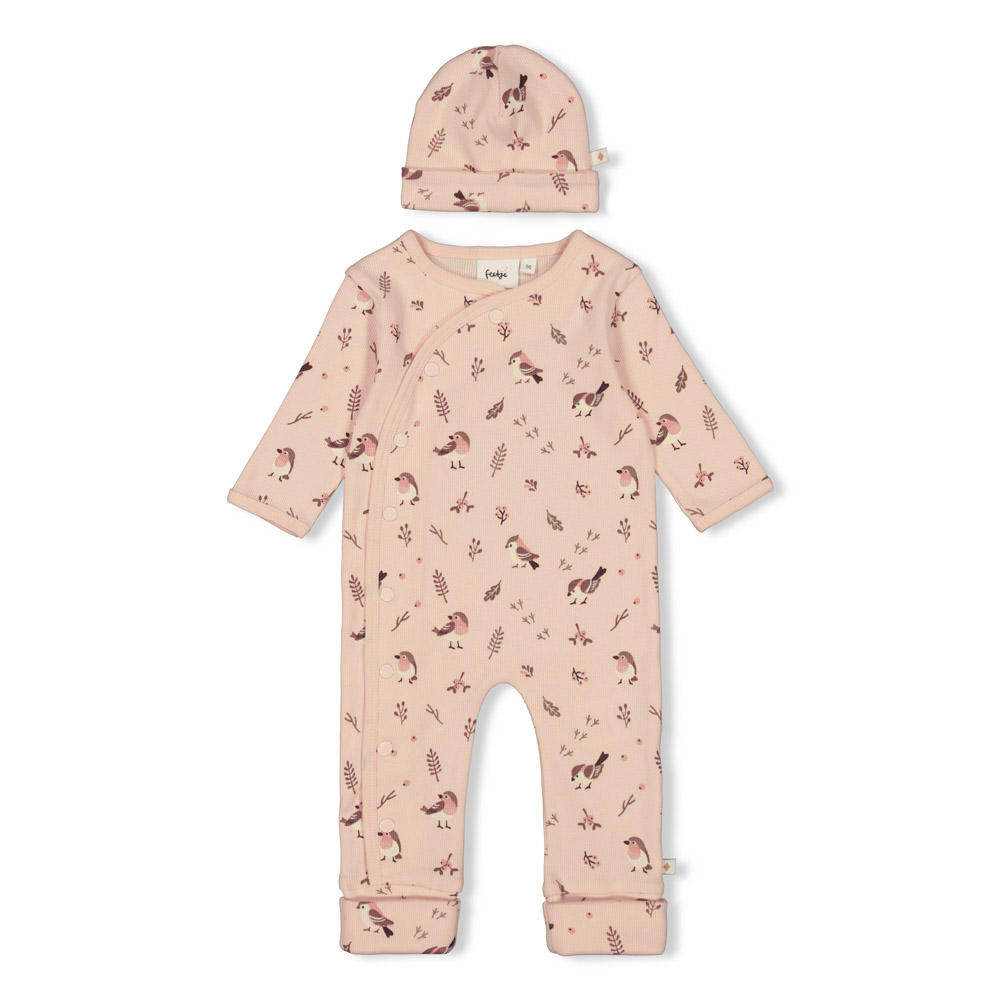Feetje geschenkset boxpak + muts met all over print roze