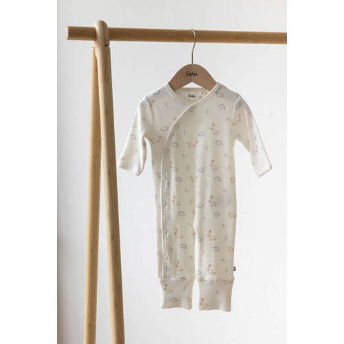 Feetje boxpak Dino offwhite/blauw/bruin Ecru Jongens Stretchkatoen Ronde hals