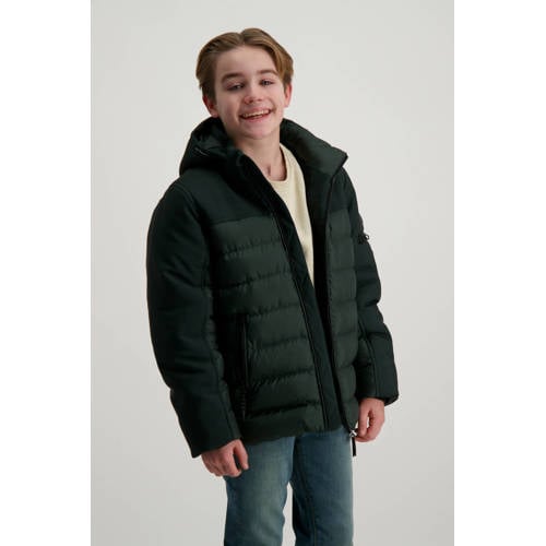 Cars gewatteerde jas donkergroen Jongens Polyester Capuchon Effen