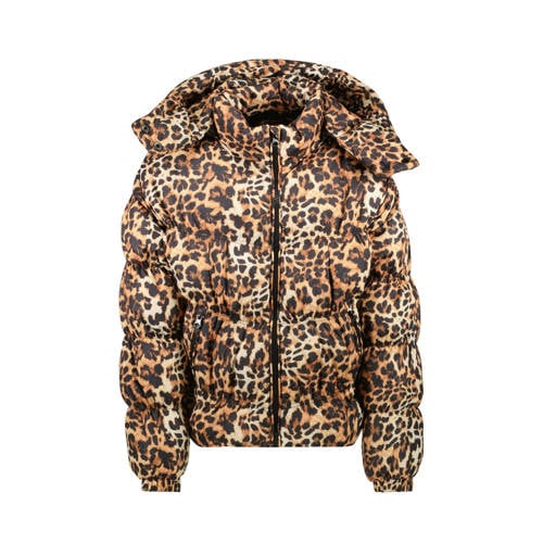 Cars gewatteerde jas bruin Multi Meisjes Polyester Capuchon Panterprint - maat 152 afbeelding