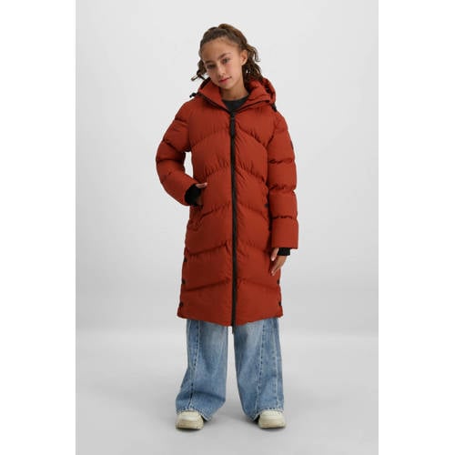 Cars gewatteerde jas winter donker oranje Meisjes Polyester Capuchon Effen