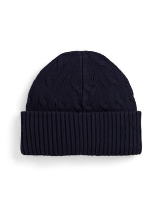 gebreide muts donkerblauw