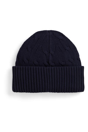 gebreide muts donkerblauw