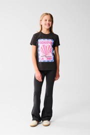 thumbnail: Zwarte meisjes Shoeby T-shirt van katoen met grafische print, korte mouwen en ronde hals