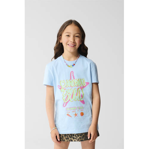 Shoeby T-shirt lichtblauw Meisjes Katoen Ronde hals Grafisch - maat 122/128 afbeelding