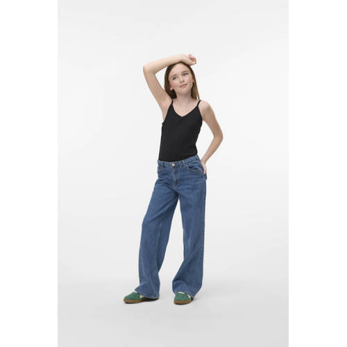 VERO MODA GIRL spaghettitop zwart Meisjes Stretchkatoen Vierkante hals - maat 116 afbeelding