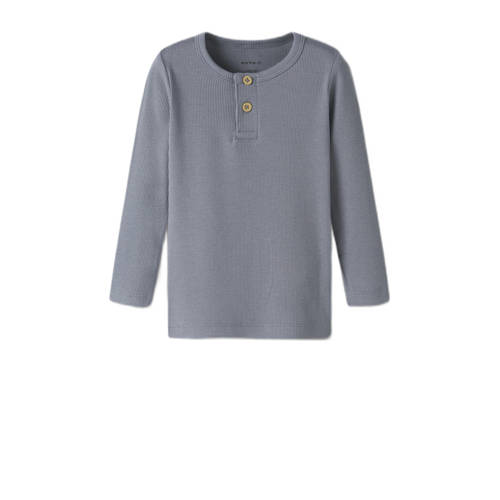 NAME IT MINI longsleeve grijsblauw Jongens Stretchkatoen Ronde hals Effen - maat 122/128 afbeelding