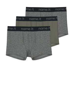   boxershort - set van 3 groen/grijs