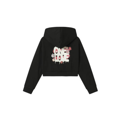 NAME IT KIDS hoodie met backprint zwart Sweater Backprint - maat 134/140 afbeelding