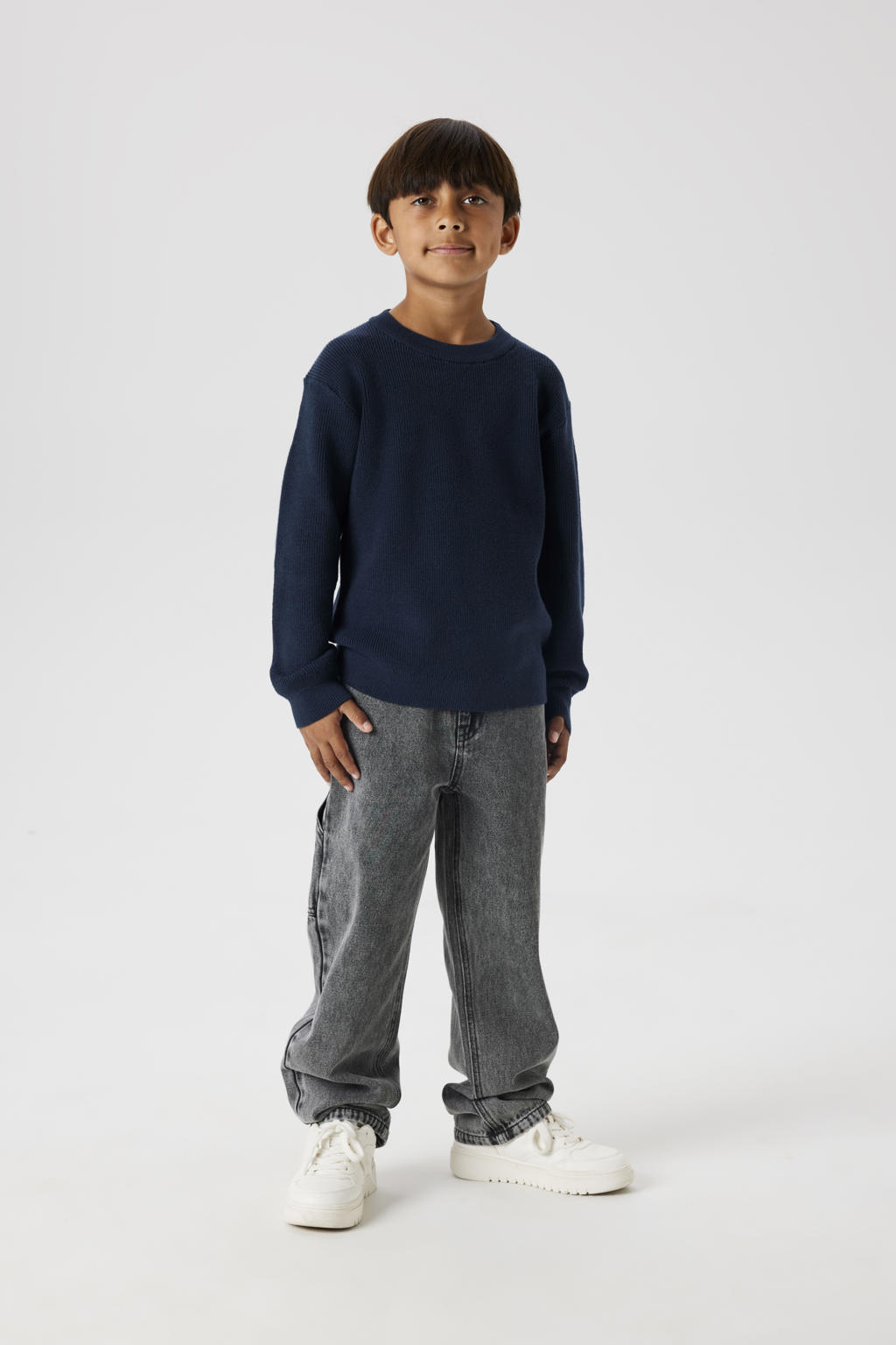 Grey denim jongens NAME IT KIDS straight fit jeans van denim met regular waist en effen