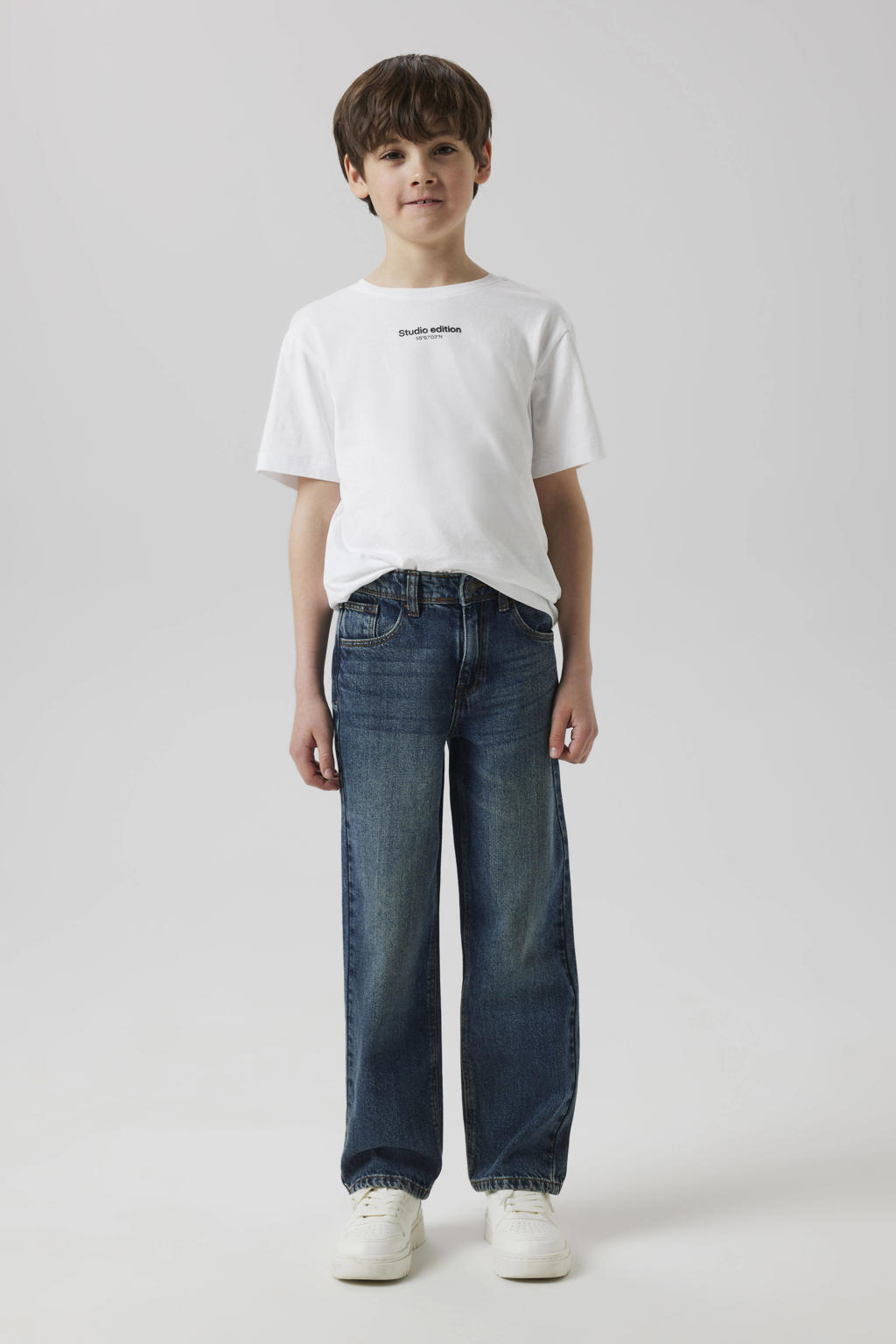Dark blue denim jongens NAME IT KIDS loose fit jeans dark blue van denim met effen