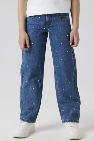 straight leg jeans blauw met strass steentjes denim blue