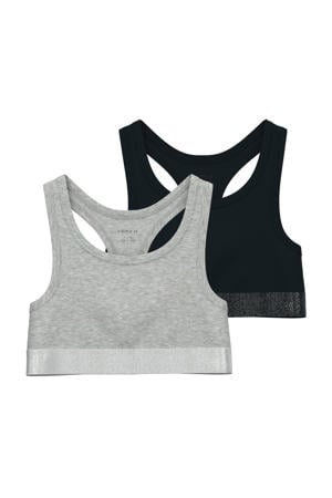 bh top - zwart/grijs melange (set van 2)