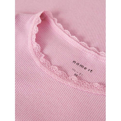NAME IT MINI longsleeve rib gebreid roze Meisjes Stretchkatoen Ronde hals