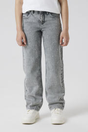 thumbnail: NAME IT KIDS straight leg jeans met strass-steentjes light grey denim