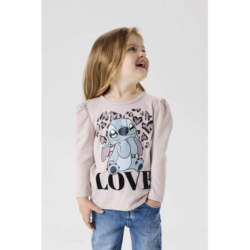 NAME IT MINI Lilo & Stitch longsleeve lila Paars Meisjes Stretchkatoen Ronde hals - maat 110 afbeelding