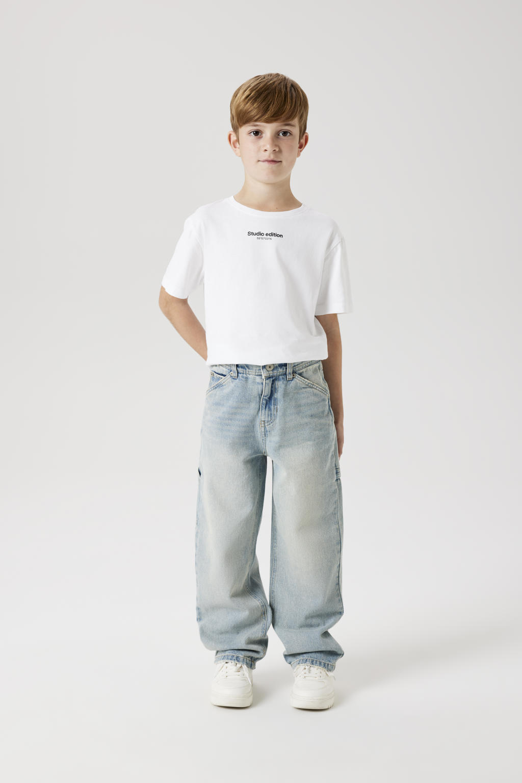 Light blue denim jongens NAME IT KIDS straight fit jeans vintage van denim met regular waist en effen