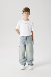 thumbnail: Light blue denim jongens NAME IT KIDS straight fit jeans vintage van denim met regular waist en effen
