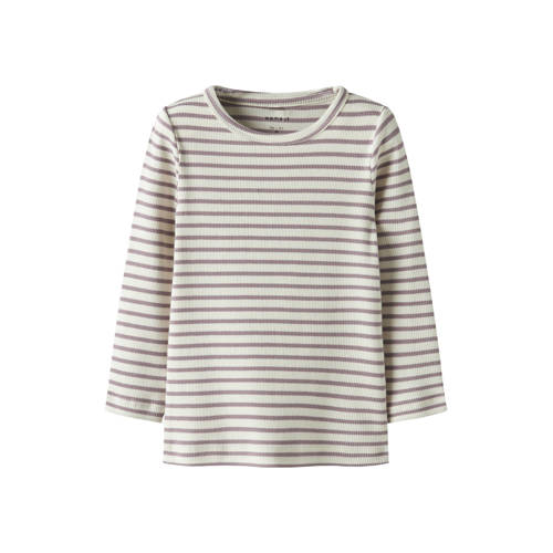 NAME IT MINI longsleeve gebreid paars/ecru Jongens Stretchkatoen Ronde hals - maat 116 afbeelding
