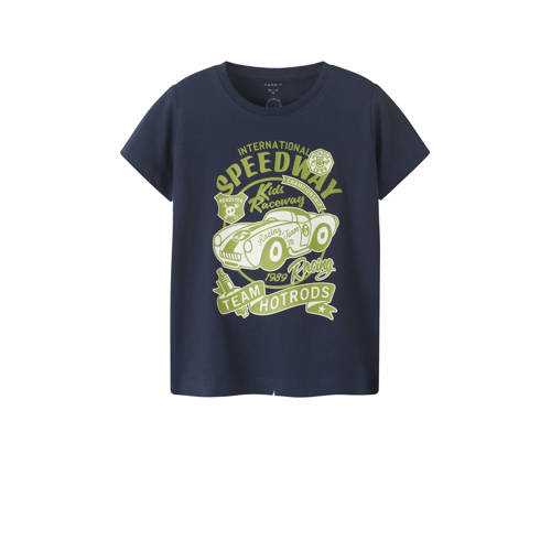 NAME IT MINI T-shirt donkerblauw Meisjes Katoen Ronde hals Printopdruk - maat 116 afbeelding