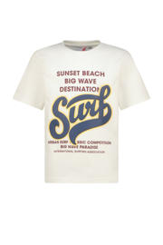 thumbnail: Witte jongens Vingino T-shirt van katoen met printopdruk, korte mouwen en ronde hals