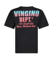 thumbnail: Zwarte jongens Vingino T-shirt van katoen met backprint, korte mouwen en ronde hals