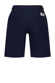 thumbnail: Donkerblauwe jongens Vingino regular bermuda short van katoen met elastische tailleband met koord en logo dessin