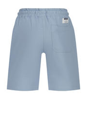 thumbnail: Lichtblauwe jongens Vingino regular sweatshort met elastische tailleband met koord en logo dessin