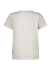 thumbnail: Grijs melange meisjes Vingino T-shirt melange van stretchkatoen met printopdruk, korte mouwen en ronde hals