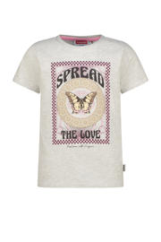 thumbnail: Grijs melange meisjes Vingino T-shirt melange van stretchkatoen met printopdruk, korte mouwen en ronde hals