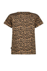 thumbnail: Bruin en zwarte meisjes Vingino T-shirt van stretchkatoen met panterprint, korte mouwen en ronde hals