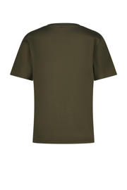 thumbnail: Donkergroene jongens Vingino T-shirt van katoen met logo dessin, korte mouwen en ronde hals