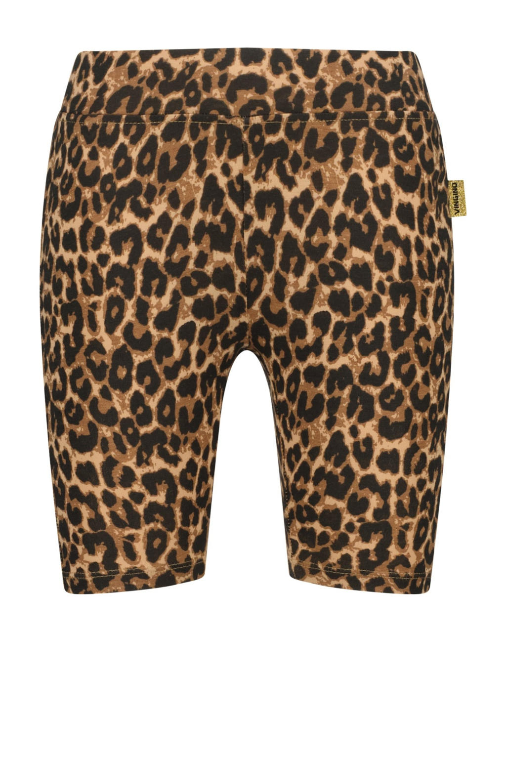 Bruin en zwarte meisjes Vingino regular biker short van stretchkatoen met elastische tailleband en panterprint