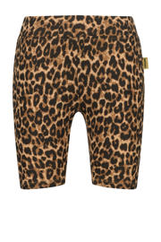 thumbnail: Bruin en zwarte meisjes Vingino regular biker short van stretchkatoen met elastische tailleband en panterprint
