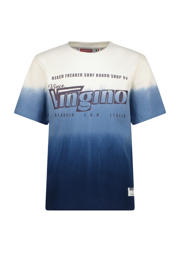thumbnail: Blauw en witte jongens Vingino T-shirt van katoen met dip-dye effect, korte mouwen en ronde hals
